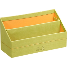 Rhodia Briefhalter, 2 Fächer, mit Trennwand, Kunstleder, 250 x 100 x 140 mm, anisgrün