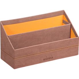 Rhodia Briefhalter, 2 Fächer, mit Trennwand, Kunstleder, 250 x 100 x 140 mm, rosenholz