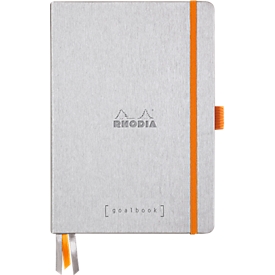 Rhodia carnet de notes Goalbook, 120 feuilles, DIN A5, 90 g/m², couverture rigide, pointillés, argenté
