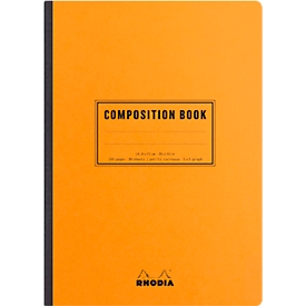 Rhodia Composition Book cahier de notes, 80 feuilles, DIN A5, 80g/m², relié par fil, quadrillé, orange