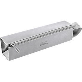Rhodia Hartschalenmäppchen, Kunstleder, Innenfutter, flache Öffnung, mit Henkel, 230 x 50 x 50 mm, silber