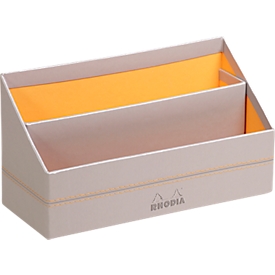 Rhodia letter holder, 2 compartments, with divider, imitation leather, 250 x 100 x 140 mm, silver