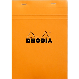 Rhodia notepad No.16, DIN A5, 80 sheets, stapled, cardboard spine, 80 g/m², squared, orange