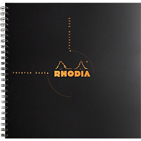 Rhodia Reverse Book Notizblock, drehbares Cover, 80 Blatt, 90 g/m², 210 x 210 mm, Doppelspiralbindung, kariert