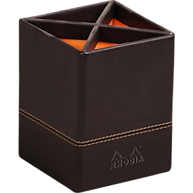Rhodia Stifteköcher, Kunstleder, 4 Fächer, 80 x 80 x 110 mm, schwarz