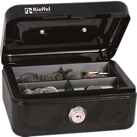 Rieffel Caissette à monnaie VT-GK 1, serrure à cylindre, tôle d'acier, L 153 x P 120 x H 70 mm, noir