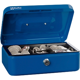 Rieffel Caissette à monnaie VT-GK 2, serrure à cylindre, tôle d'acier, L 207 x P 157 x H 77 mm, bleu