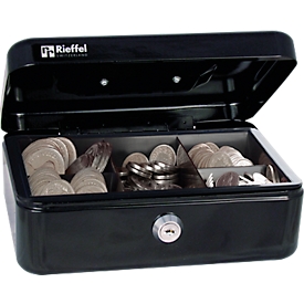Rieffel Geldkassette VT-GK 2, Zylinderschloss, Stahlblech, B 207 x T 157 x H 77 mm, schwarz