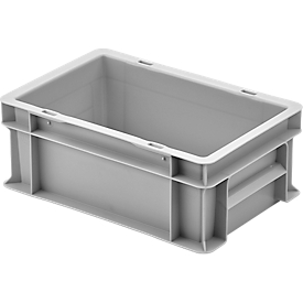 Ringoplast plastic box series Unista S120, closed recessed grip, smooth base, L 300 x W 200 x H 120 mm, gray