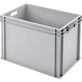 Ringoplast plastic crate UNISTA L420, PP, reinforced base, stackable, W 600 x D 400 x H 420 mm, light gray, with through handles