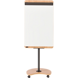 Rocada Natural Transformer flipchart, steel board, wood-look frame, with castors