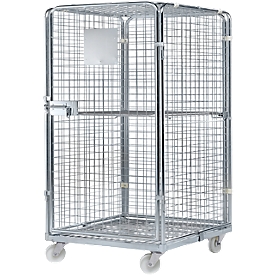 Rolcontainer - 3 gaaszijden en 1 gaasdeur - B 724 x D 810 x 1210 mm 