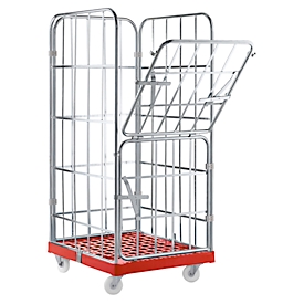 Rolcontainer - 4-zijdig - 724 x 815 x 1640 mm - rood