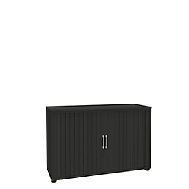 Roldeurkast, 2 ordnerhoogten, 1-delig, zonder middenwand, B 1200 mm, grafiet