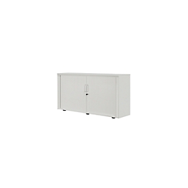 Roldeurkast, 2 ordnerhoogten, 1-delig, zonder middenwand, B 1350 mm, zilver