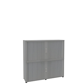 Roldeurkast, 4 ordnerhoogten, 2-delig, met middenwand, B 1600 mm, zilver