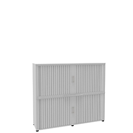 Roldeurkast, 4 ordnerhoogten, 2-delig, met middenwand, B 1800 mm, wit