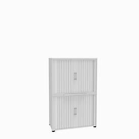 Roldeurkast, 4 ordnerhoogten, 2-delig, zonder middenwand, B 1000 mm, wit
