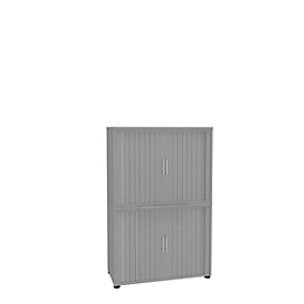 Roldeurkast, 4 ordnerhoogten, 2-delig, zonder middenwand, B 1000 mm, zilver