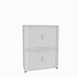 Roldeurkast, 4 ordnerhoogten, 2-delig, zonder middenwand, B 1200 mm, wit