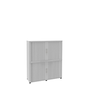 Roldeurkast, 4 ordnerhoogten, 2-delig, zonder middenwand, B 1350 mm, wit
