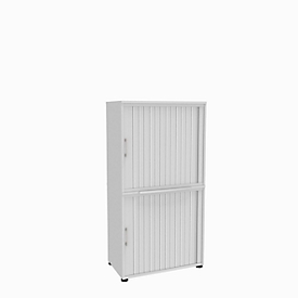 Roldeurkast, 4 ordnerhoogten, 2-delig, zonder middenwand, B 800 mm, wit