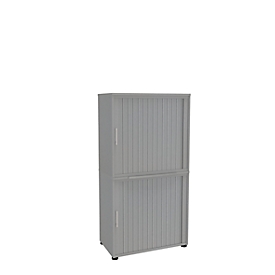 Roldeurkast, 4 ordnerhoogten, 2-delig, zonder middenwand, B 800 mm, zilver