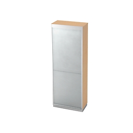 Roldeurkast 5 ordnerhoogten, B 800 x D 420 mm, esdoornpatroon/zilver