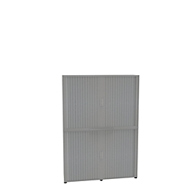 Roldeurkast, 6 ordnerhoogten, 2-delig, met middenwand, B 1600 mm, zilver
