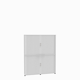 Roldeurkast, 6 ordnerhoogten, 2-delig, met middenwand, B 1800 mm, wit