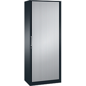 Roldeurkast ASISTO C 3000, 5 ordnerhoogten, B 800 mm, antraciet/aluminium zilver