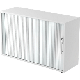 Roldeurkast ULM, 2 ordnerhoogten, roldeuren aluminium zilver, B 1200 x D 400 x H 748 mm, lichtgrijs