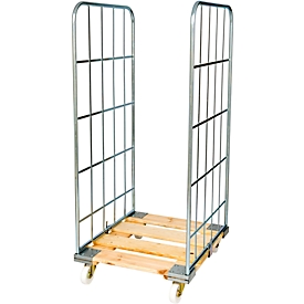 Roll conteneur, 2 côtés, avec châssis mobile en bois, hauteur utile 1450 mm