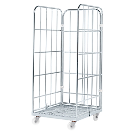 Roll conteneur, 3 côtés, avec châssis mobile en acier, hauteur utile 1650 mm