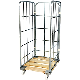 Roll conteneur, 3 côtés, avec châssis mobile en bois, hauteur utile 1460 mm