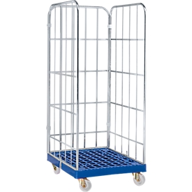 Roll conteneur, 3 côtés, bleu RAL 5010