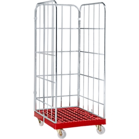 Roll conteneur, 3 côtés, rouge RAL 3000