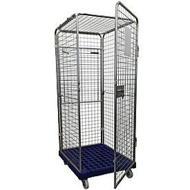 Roll conteneur taille 5 avec tablette intermédiaire pliable, bleu foncé