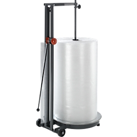 Roll holder with vertical cutting device, rotating platform.