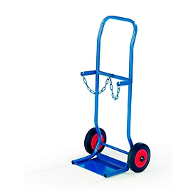 Rollcart Steekwagen van staal voor 2 flessen Ø 140 mm of 2 flessen à 10 liter, vol rubberen banden
