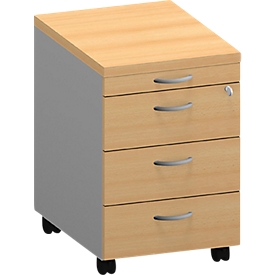 Rollcontainer ARLON-OFFICE, B 420 x T 560 x H 585 mm, Buche-Dekor