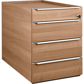 Rollcontainer QUANDOS BOX, 1 Utensilienauszug, 3 Schübe, B 430 x T 800 x H 570 mm, Kirsche Romana