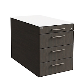 Rollcontainer SOLUS PLAY, 1 + 3 Schübe, mit Griff, B 430 x T 777 x H 562 mm, Mooreiche