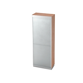 Rollladenschrank 5 OH, B 800 x T 420 mm, Nussbaum-Dekor/silber