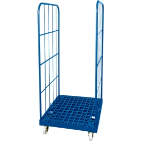 Rollplatte, Kunststoff, mit 2 Seitengittern, Höhe 1650 mm, enzianblau RAL 5010
