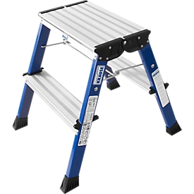 Rolly double folding ladder, 2 x 2 steps, blue