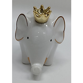 ROOST Caisse d'épargne Eléphant Tirelire, porcelaine, vidable, 16 x 11.5 x 14.5 cm