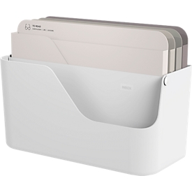 Rotho My Paper mailbox, 5 compartments for A4 documents, W 355 x D 162 x H 295 mm, PP and cardboard, white with gray folder compartments