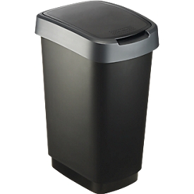 Rotho TWIST waste garbage can, 25 l, 2 opening options, plastic, dark silver