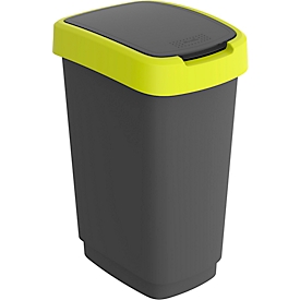 Rotho TWIST waste garbage can, 25 l, 2 opening options, plastic, lime green